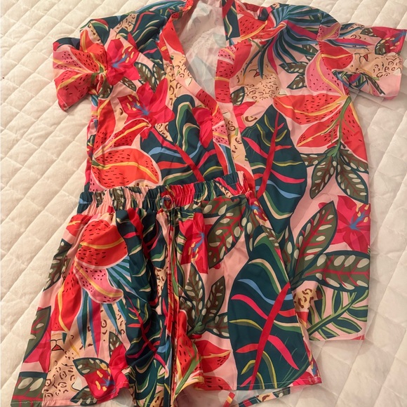 Tropical Print Swim Cover-Up Set NWOT - Picture 3 of 3